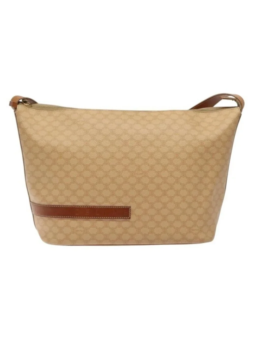Authentic CELINE Macadam Canvas Shoulder Bag PVC Leather Beige Gold - Picture 9 of 16